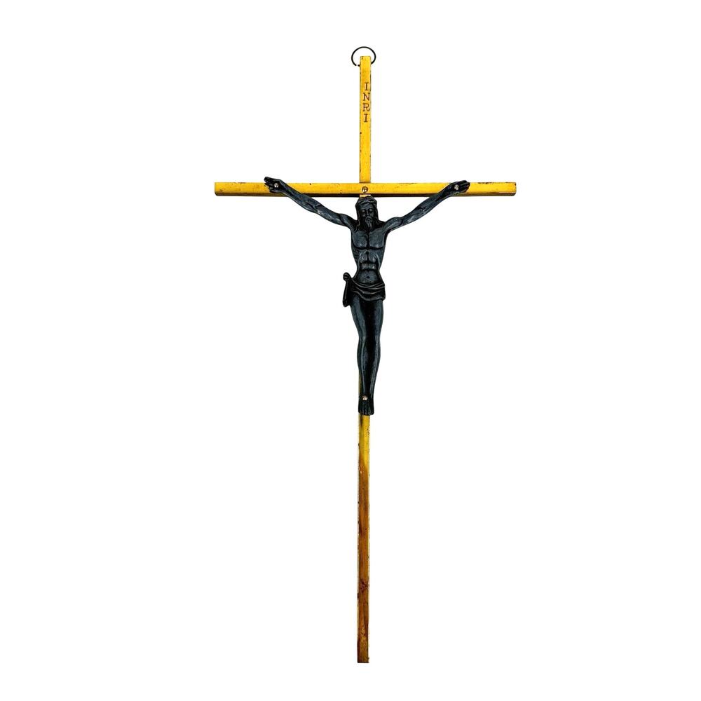 MCM Skinny Crucifix 2 Tone Metal Jesus Cross INRI